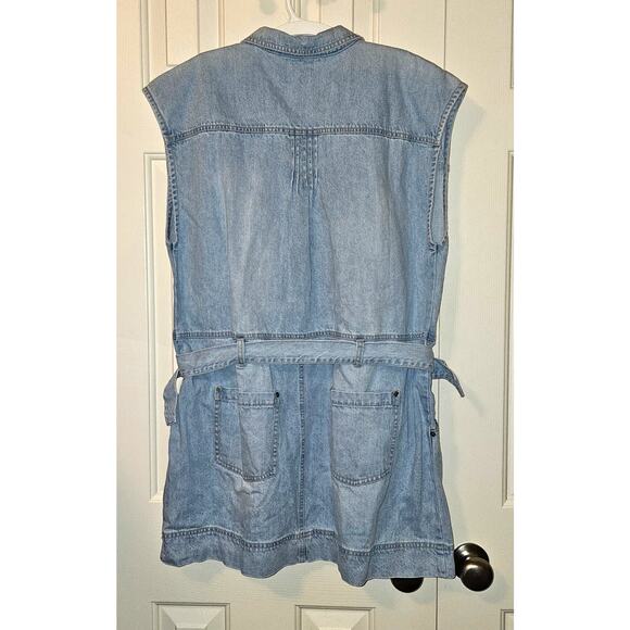 New FREE PEOPLE Rowley Denim Mini Dress $168 LARGE Sunbleached Blue - Picture 6 of 7